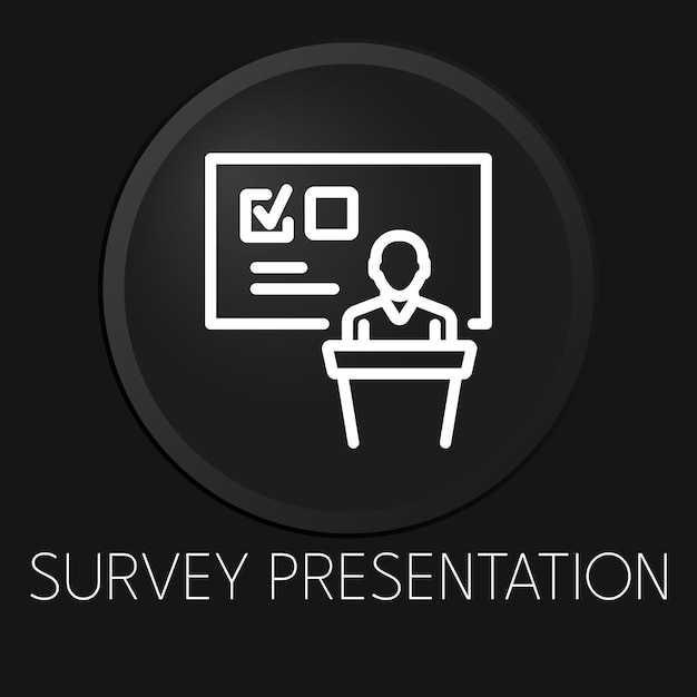 黒の背景に分離された3dボタンの調査プレゼンテーション最小ベクトル線アイコンプレミアムvectorxa