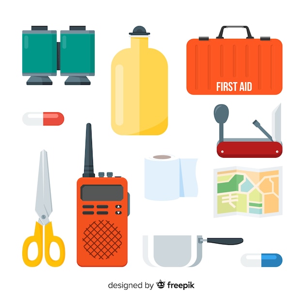 Vector survival emergency kit background