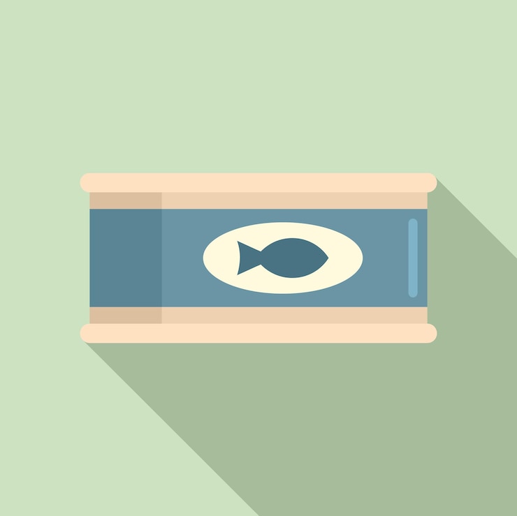 Vector survival fish tin can icon flat illustration of survival fish tin can vector icon for web design
