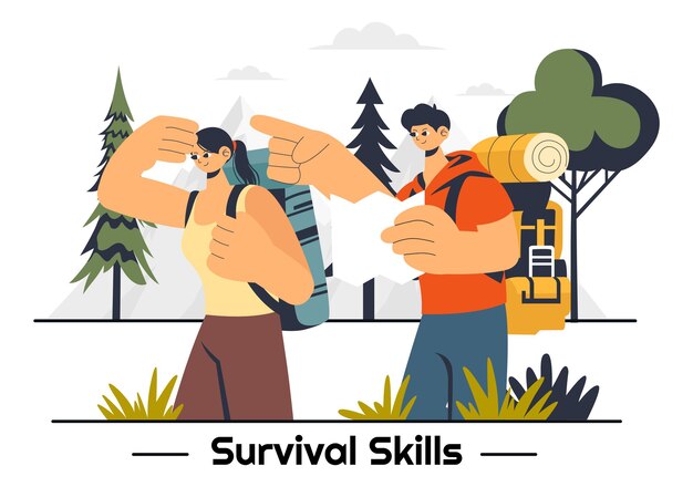 survival skills summer camping vector illustration featuring tent camping services outdoor accommodation jungle exploration and relaxation