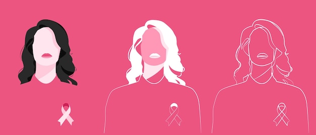 Donne di sopravvivenza nell'illustrazione del mese di consapevolezza del cancro al seno.