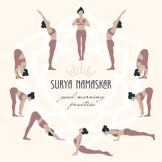 Vettore pratica di surya namascar