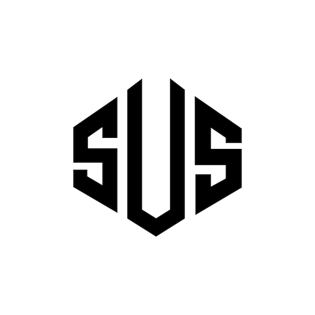 SUS letter logo ontwerp met veelhoek vorm SUS veelhoek en kubus vorm logo ontwerp SUS zeshoek vector logo sjabloon witte en zwarte kleuren SUS monogram bedrijf en vastgoed logo