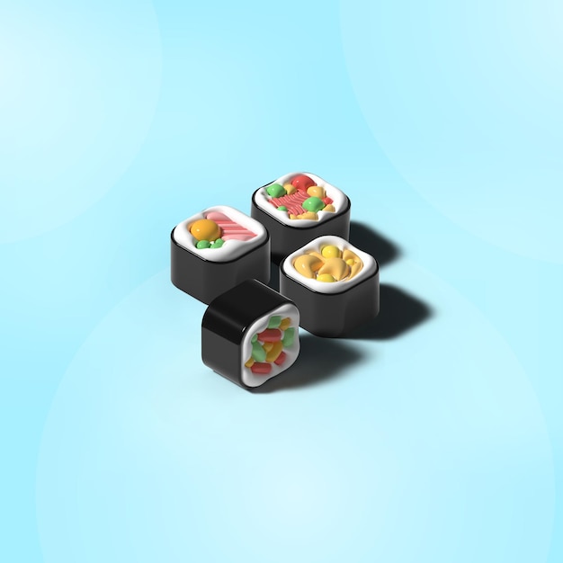 Vector sushi 3d