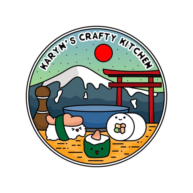 Vector sushi badge ontwerp