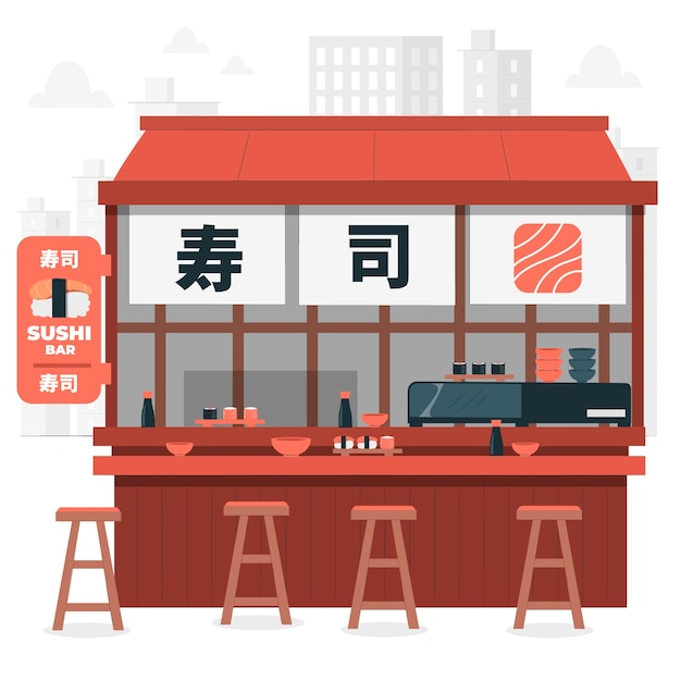 寿司バーのコンセプトイラスト