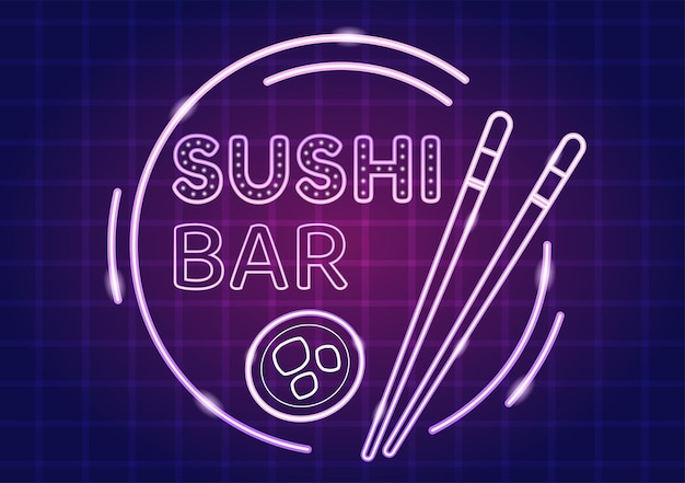 Sushi bar japan asian food template hand drawn cartoon flat illustration