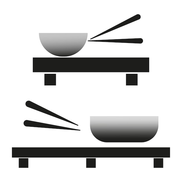 Vector sushi bowl chopsticks elegant minimalist style vector illustration eps 10