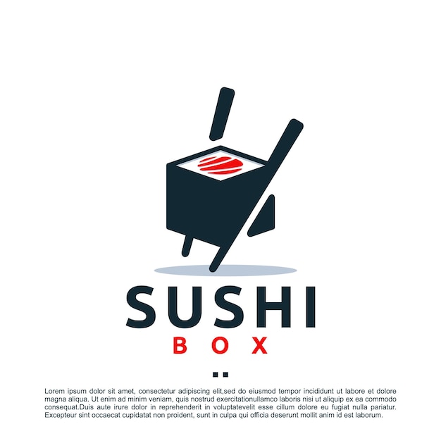 Scatola di sushi, ordine, consegna, modello di progettazione del logo