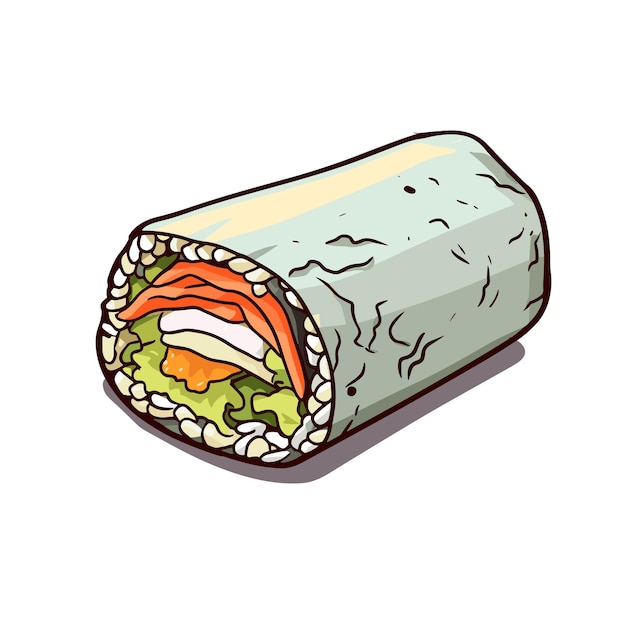 스시 Burrito United_states 음식 만화 벡터 일러스트레이터