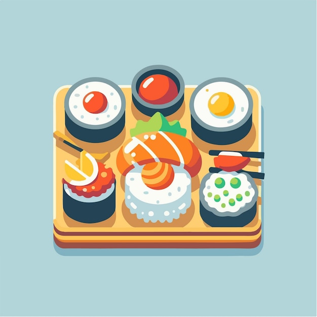 Vector sushi cartoon flat