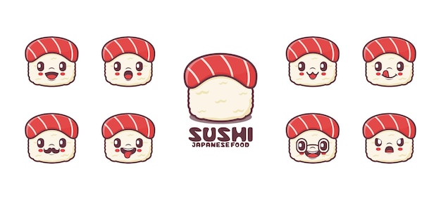 Sushi cartoon japanese food vector illustration