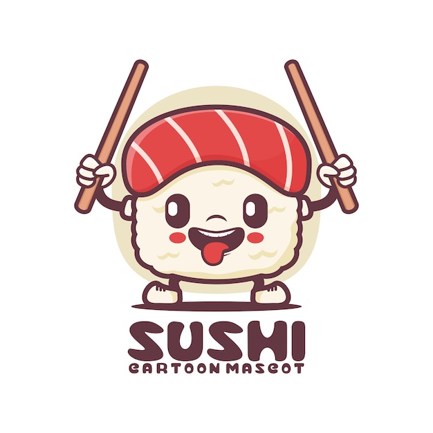 Sushi cartoon mascot japanese food vector illustration