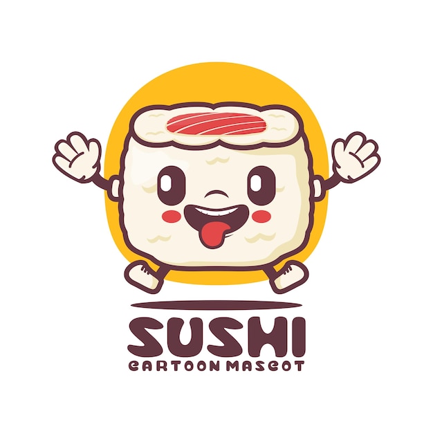 Illustrazione di vettore dell'alimento giapponese della mascotte del fumetto di sushi