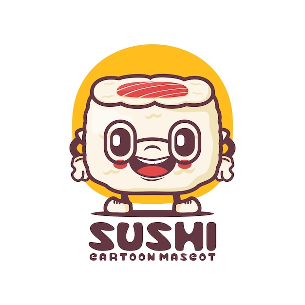 Sushi cartoon mascotte Japans eten vectorillustratie