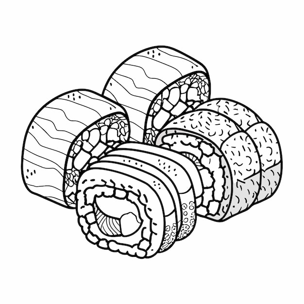 sushi coloring page vector