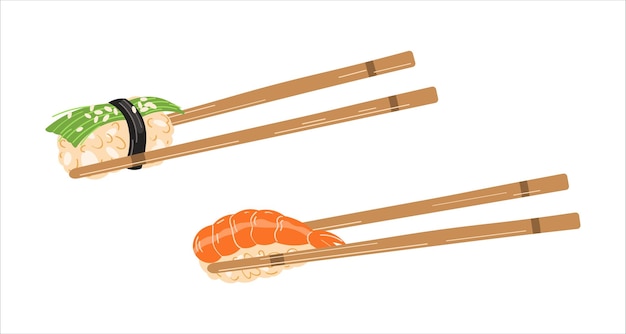Sushi. Concept snack, sushi, exotische voeding, sushirestaurant, zeevruchten. Vectorillustratie is