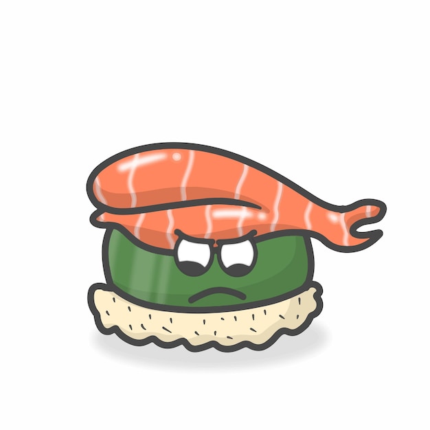 Sushi Cute Character Flat Cartoon Vector Design Illustration