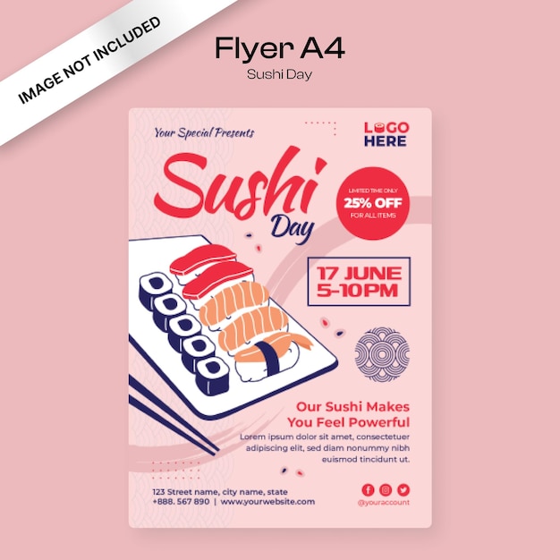 Sushi day flyer template