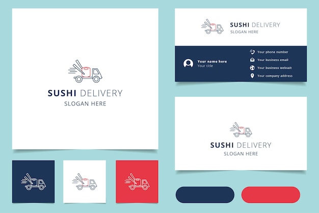 Sushi delivery logo design with editable slogan branding