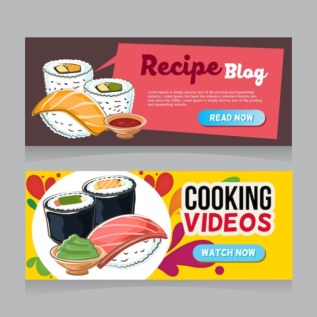 Sushi doodle web banner
