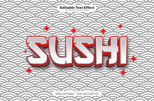 Sushi editable text effect in modern trend style