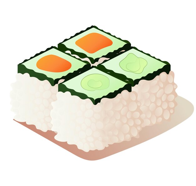 Vector sushi element van kleurrijke set deze illustratie brengt de essentie van sushi tot leven