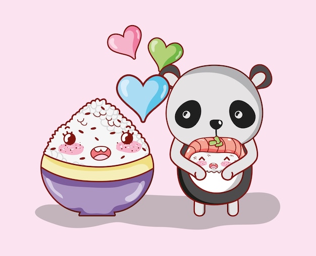 Sushi en panda kawaii