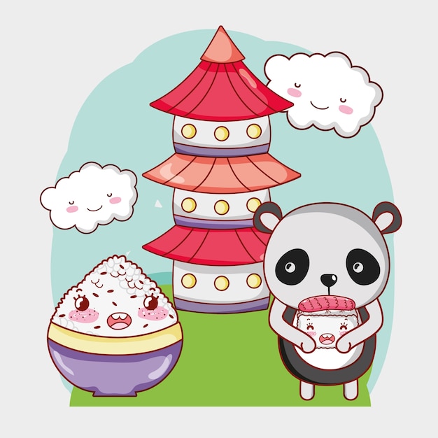 Sushi en panda kawaii