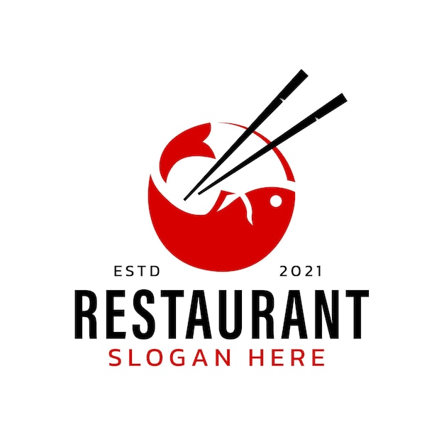 Logo di sushi e pesce con un moderno concetto minimalista