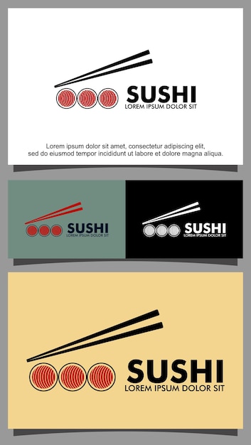 Vector sushi food and chopsticks logo template