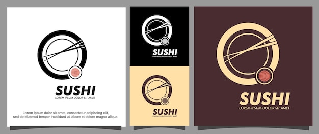 Sushi food and chopsticks logo template