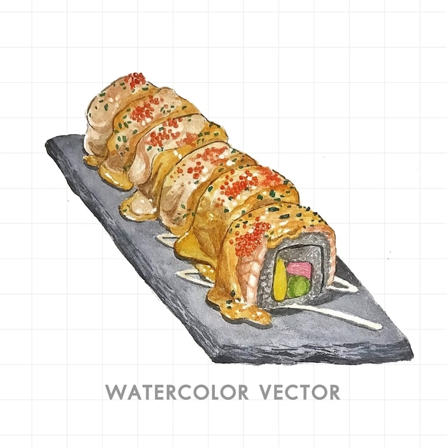 Vector sushi geschilderd in waterverf