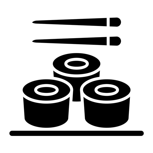 Illustrazione nera solida del glifo dei sushi
