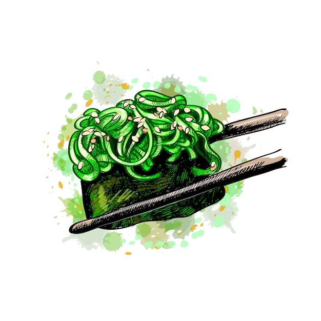 Vector sushi gunkan from a splash of watercolor, hand drawn sketch.  illustration of paints