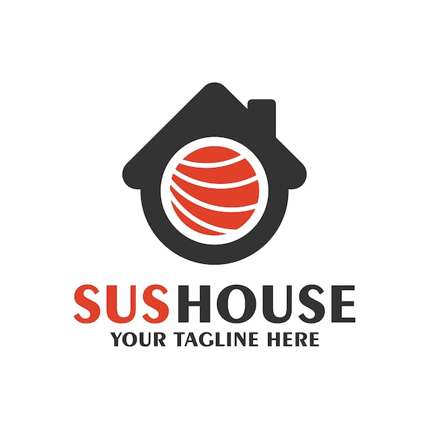 Sushi house badge label design logo