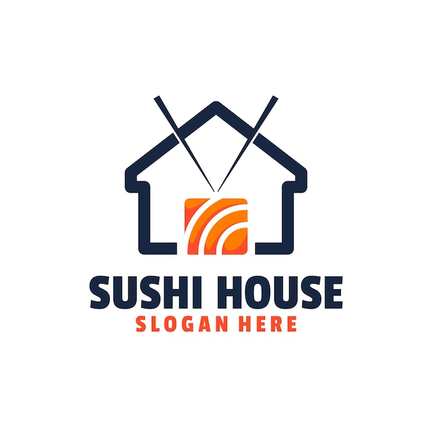 Modello di logo della casa di sushi