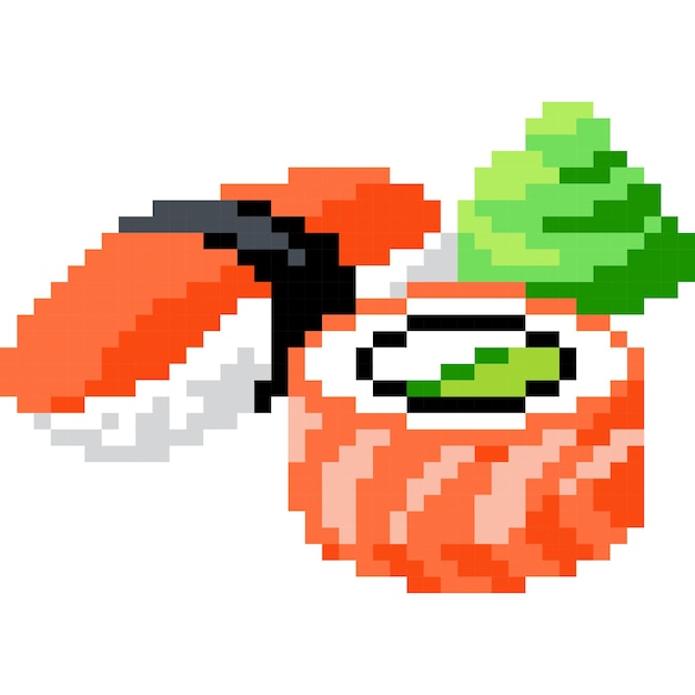 Sushi icon cartoon in pixel style