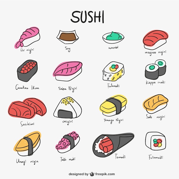 Vector sushi icon collection