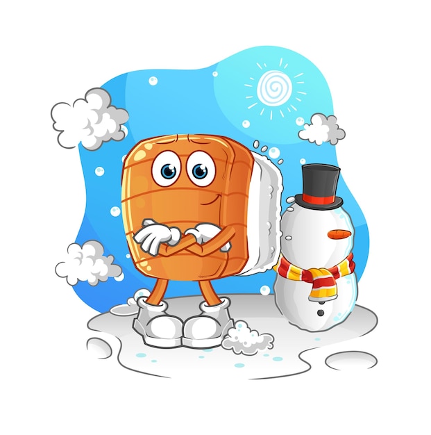 Sushi in koude winter karakter cartoon mascotte vector