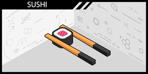 Sushi isometrisch ontwerp pictogram vector web illustratie 3d kleurrijke concept