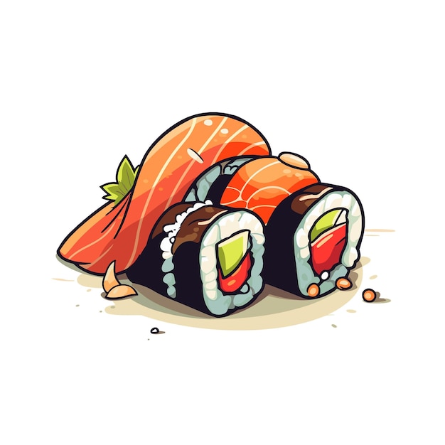 sushi japan food Cartoon Vector illustrator