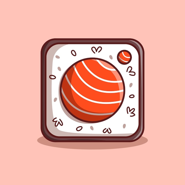 Sushi japanese food instagram icon illustration flat outlined design