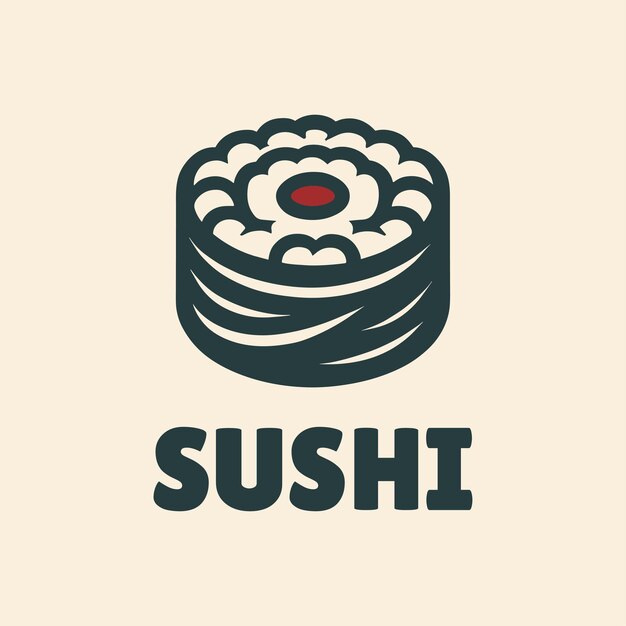 Vector sushi japanese food logo design elegant classic sushi cuisine emblem for restaurant branding