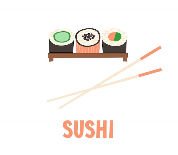 Sushi. japanese food sushi roll vector illustration.