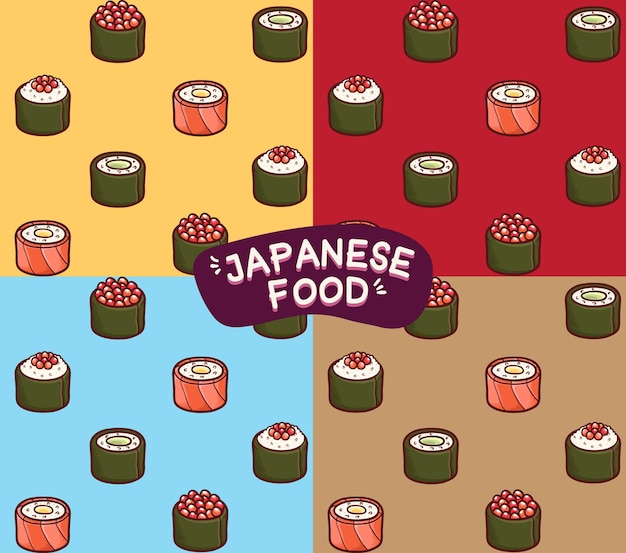 Sushi japanese foods seamless pattern background