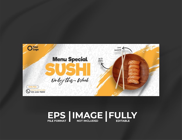 Sushi japannese Food menu and restaurant social media post template