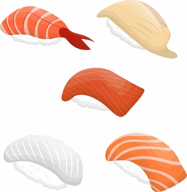 Sushi Japans Eten Illustratie Japanse Traditionele Keuken Collectie Zalm Nigiri Sushi