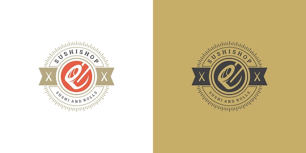 Vector sushi logo and badge japanese food restaurant