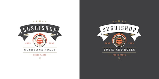 Sushi logo and badge japanese food restaurant